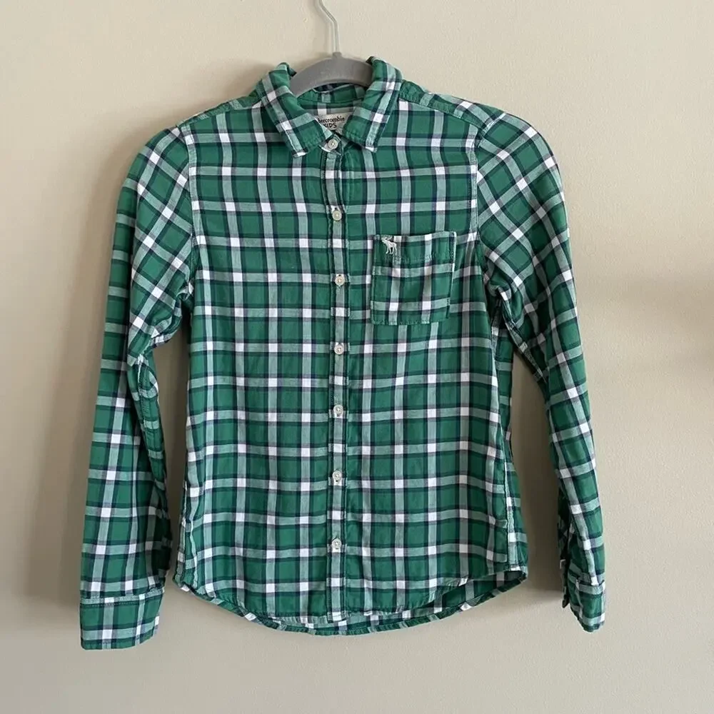 Abercrombie Kids Green Plaid Button Up